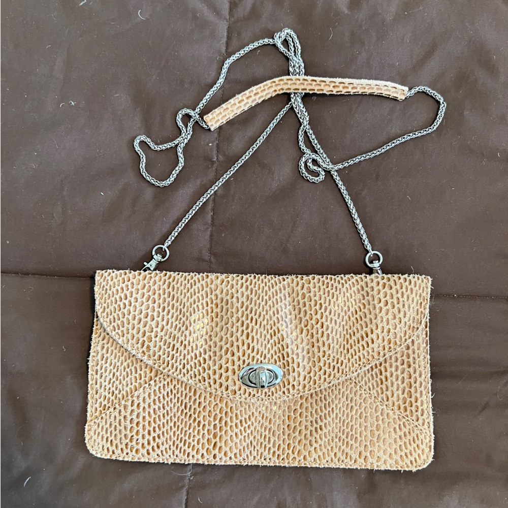 Sorial New York faux snakeskin embossed leather crossbody bag